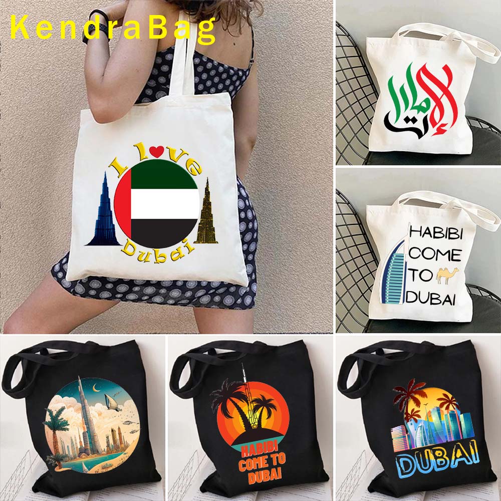 Women Bags Uae - Borsa Tote con Stampa Emblema Emirati
